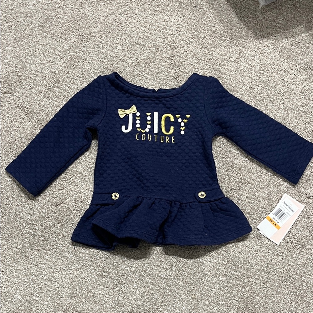 3/$15 Juicy Couture Quilted Navy Top with Gold Details